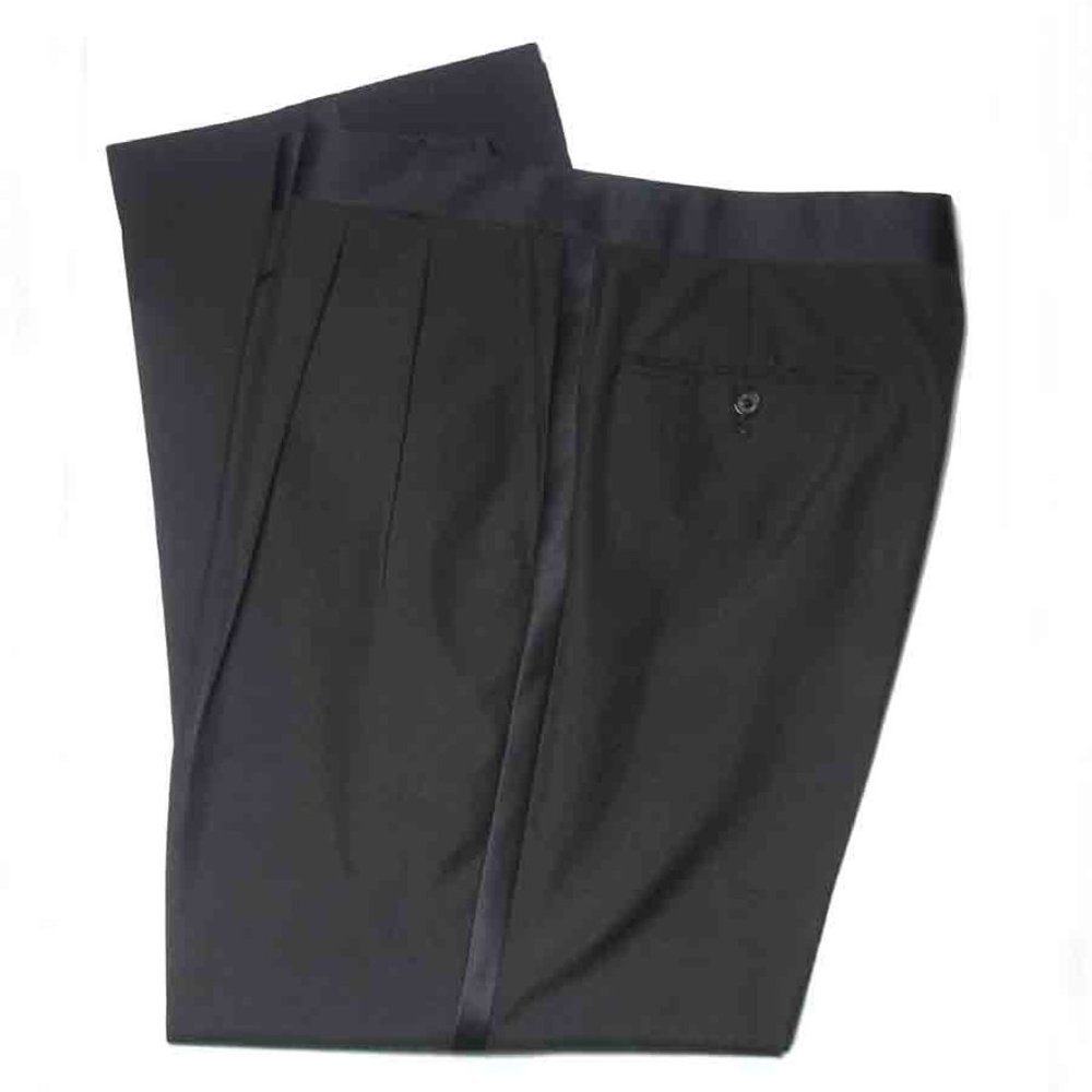 Bert Pulitzer Tuxedo Pants Black Wool Blend Pleated Men's Size 33 X 28